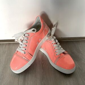 Christian Louboutin Neon Pink patent leather Louis Junior low top sneaker 36.5M
